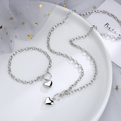 Women's Cold Style Peach Heart For Couple Long Sweater Chain Necklaces