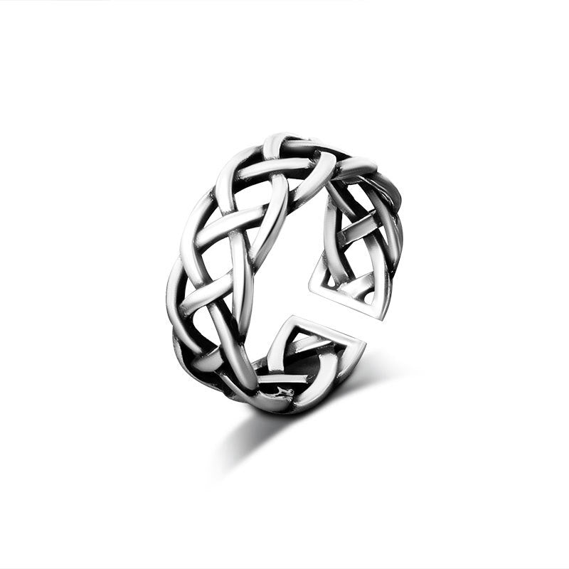 Women's Compiled Thai Sier Fashion Chain Bamboo Ball Smiley Rings