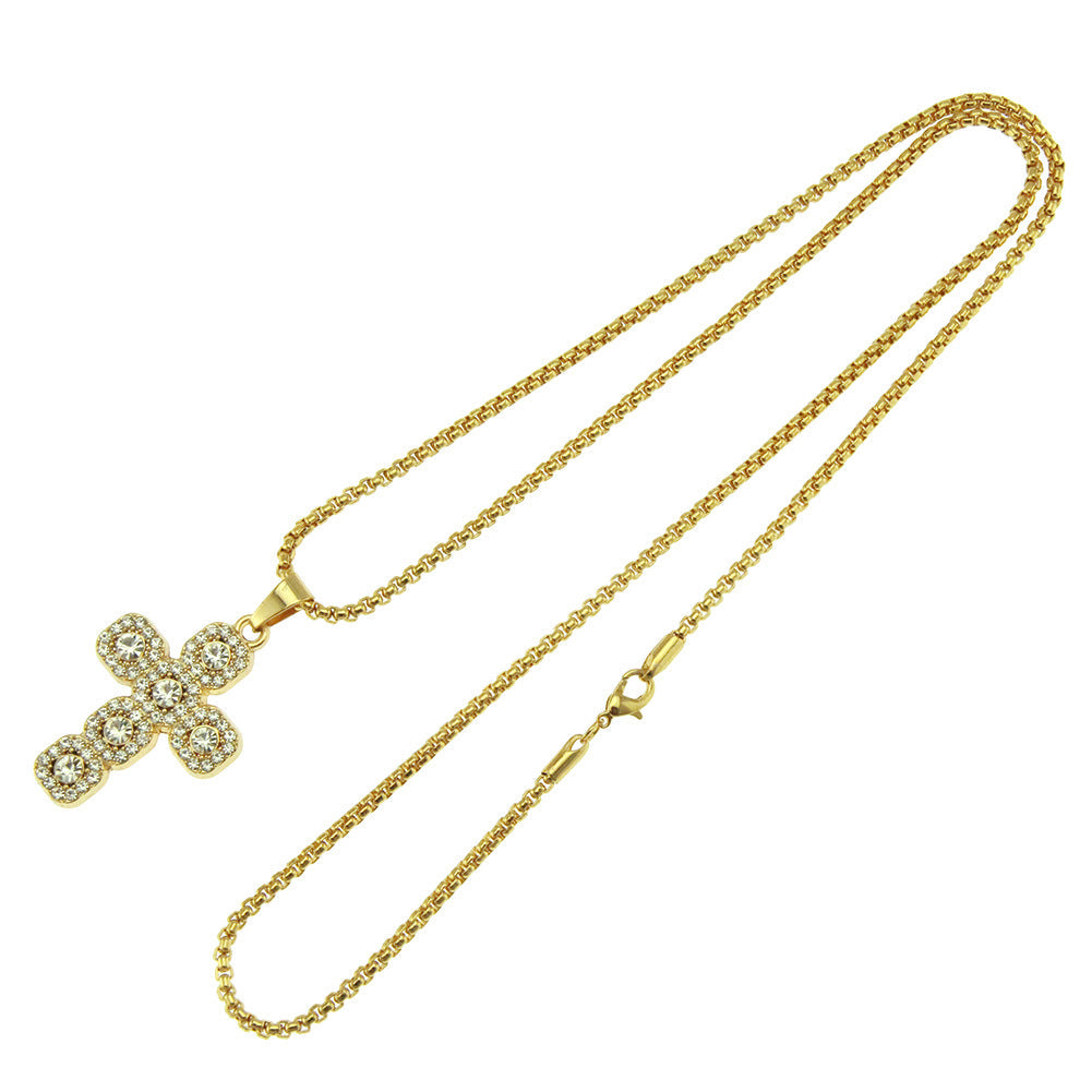Women's & Men's & Diamond Cross Pendant And Domineering Cool Necklaces