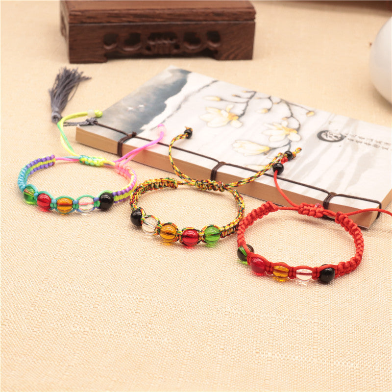 Thread Five-line Beads Red Rope Crystal Bracelets