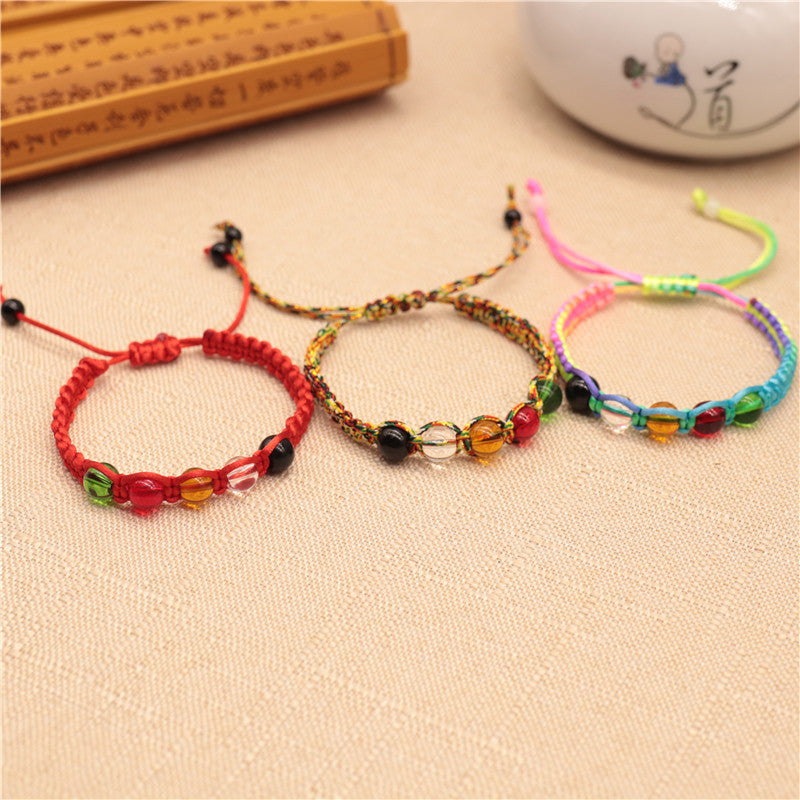 Thread Five-line Beads Red Rope Crystal Bracelets