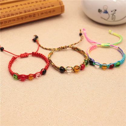 Thread Five-line Beads Red Rope Crystal Bracelets