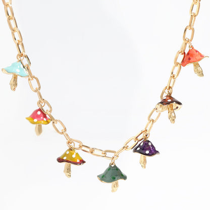 Creative Style Alloy Dripping Mushroom Pendant Necklaces