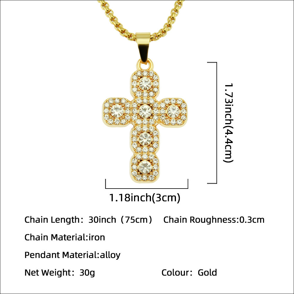 Women's & Men's & Diamond Cross Pendant And Domineering Cool Necklaces