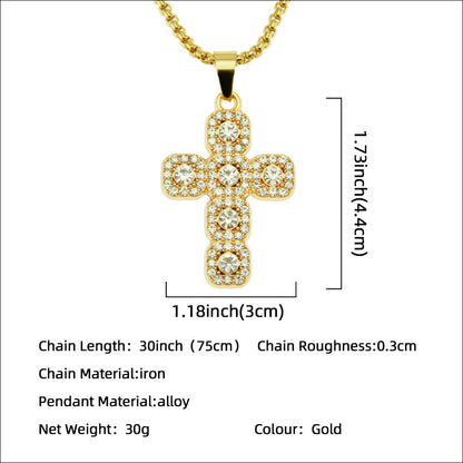 Women's & Men's & Diamond Cross Pendant And Domineering Cool Necklaces