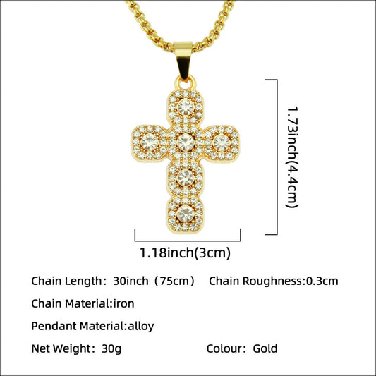 Women's & Men's & Diamond Cross Pendant And Domineering Cool Necklaces