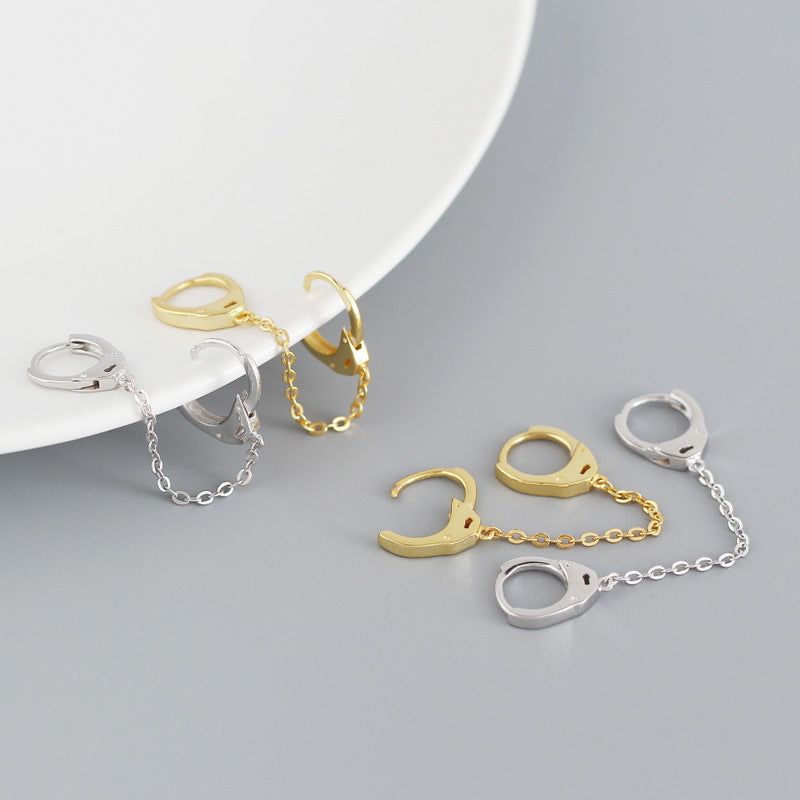 Stacked Ear Buckle Sterling Sier Geometric Earrings