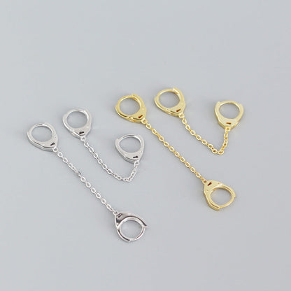 Stacked Ear Buckle Sterling Sier Geometric Earrings