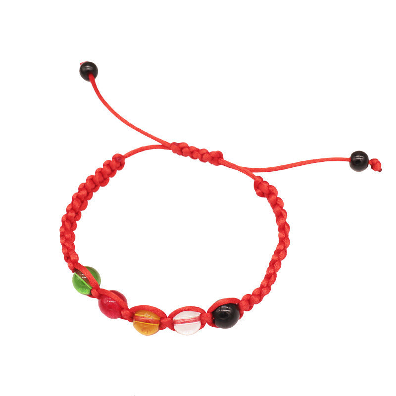 Thread Five-line Beads Red Rope Crystal Bracelets