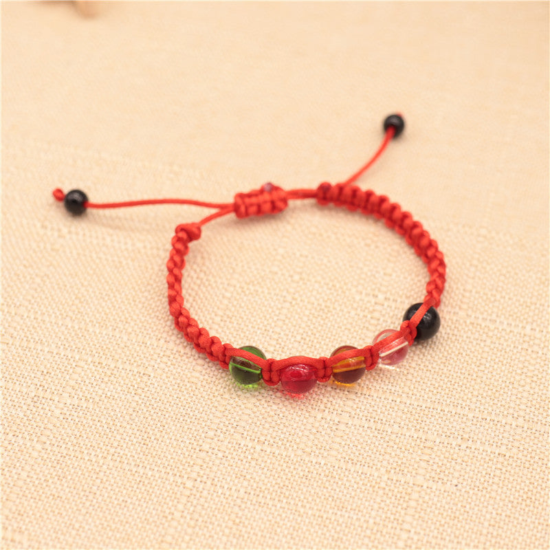 Thread Five-line Beads Red Rope Crystal Bracelets