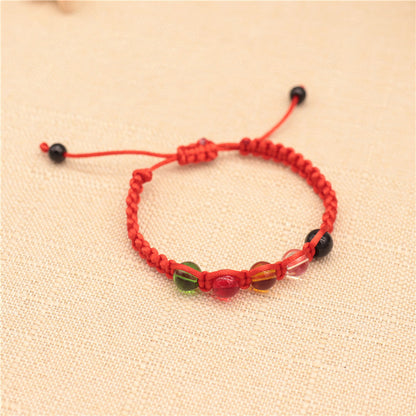 Thread Five-line Beads Red Rope Crystal Bracelets