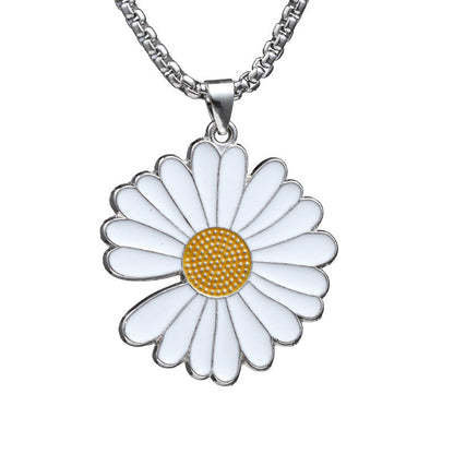 Men's Hip Hop Titanium Steel Spaceman Chrysanthemum Angel Boy Necklaces