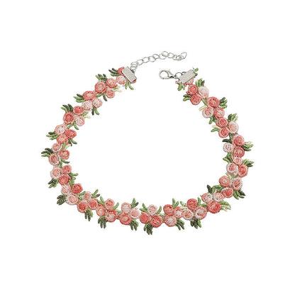 Women's Pink Clavicle Chain Elegant Retro Ribbon Necklaces