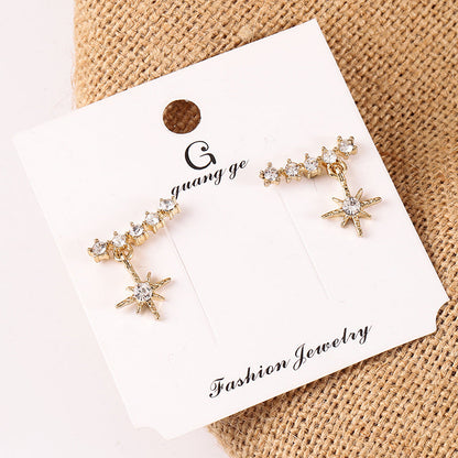 Women's Korean Imitation Sier Glaze Flowers Graceful Earrings
