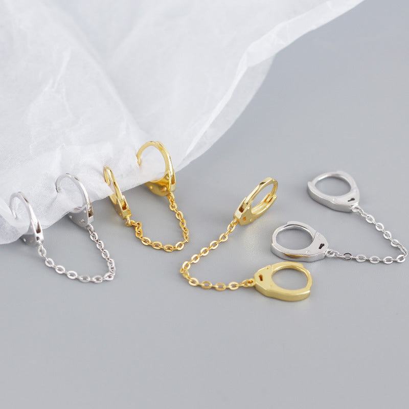 Stacked Ear Buckle Sterling Sier Geometric Earrings