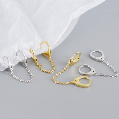 Stacked Ear Buckle Sterling Sier Geometric Earrings