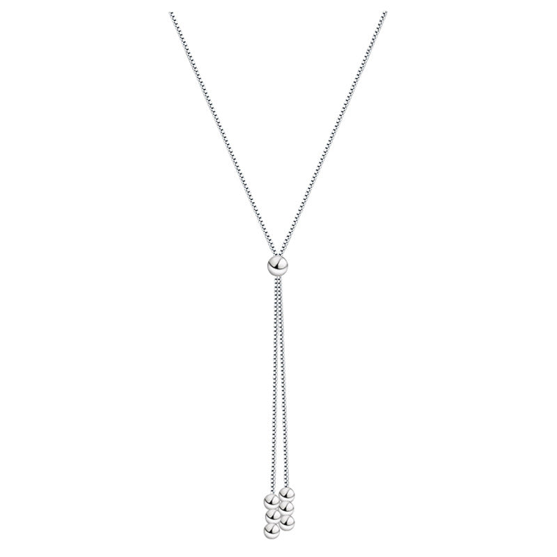 Pull Telescopic Snake Bone Round Beads Adjustable Simple Necklaces