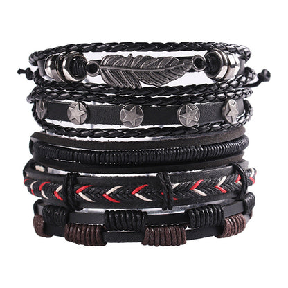 Men's Leather Hand-woven Hip Hop Punk Suit Bracelets