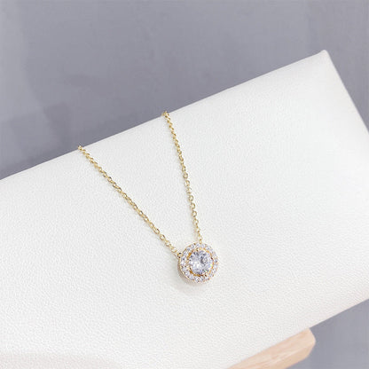 Zircon Circle Female Personality Fashion Short Environmental Necklaces