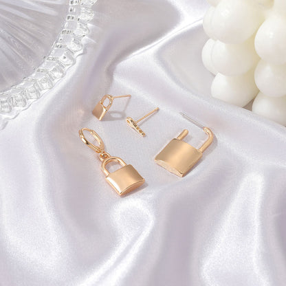 Retro Personalized Set Key Lock Head Earrings