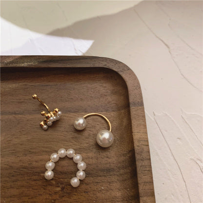 High-grade Pearl Ear Clip Without Pierced Female Frosty Style Earrings