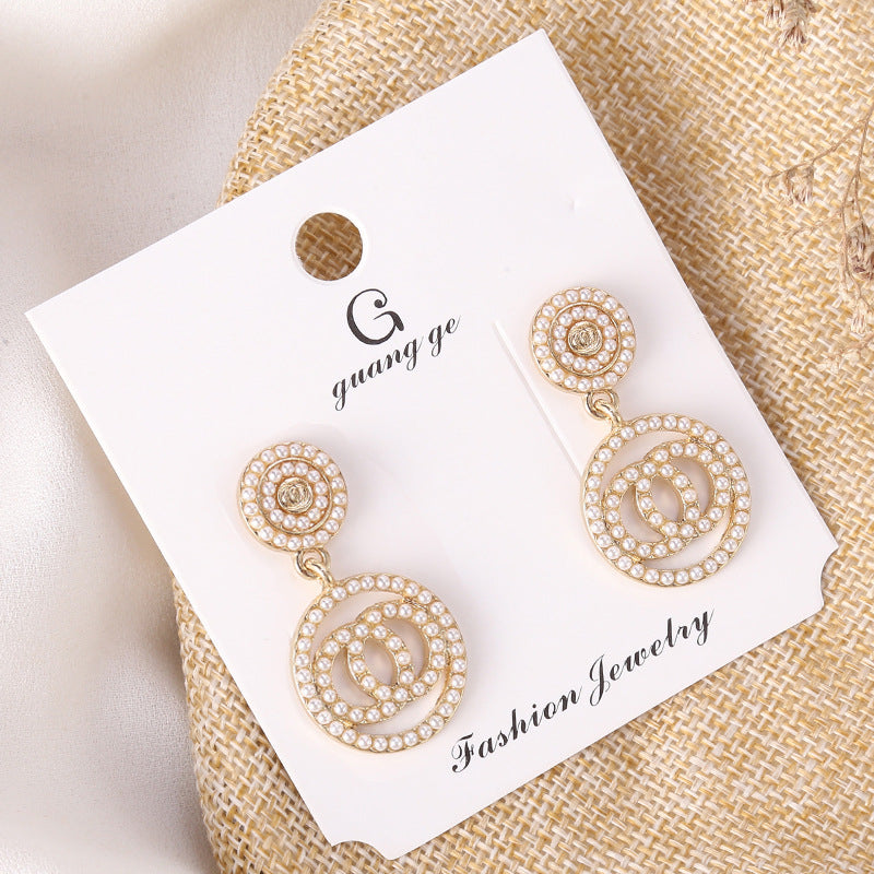 Women's Korean Imitation Sier Glaze Flowers Graceful Earrings