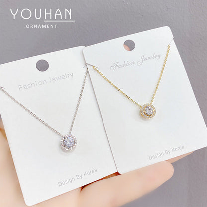 Zircon Circle Female Personality Fashion Short Environmental Necklaces
