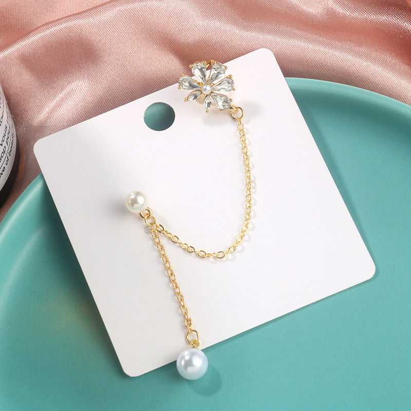 Zircon Pearl Grace Long Tassel Integrated Earrings