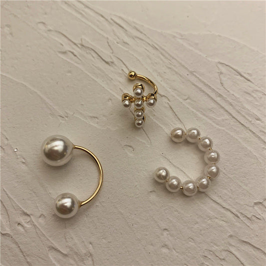 High-grade Pearl Ear Clip Without Pierced Female Frosty Style Earrings