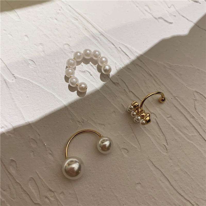 High-grade Pearl Ear Clip Without Pierced Female Frosty Style Earrings
