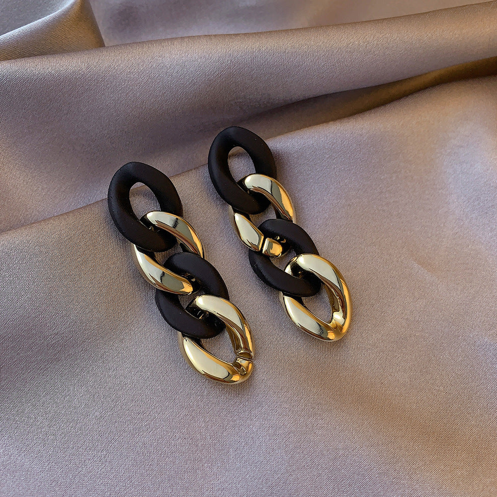 Personality Chain Tassel Female Long High Earrings