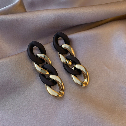 Personality Chain Tassel Female Long High Earrings