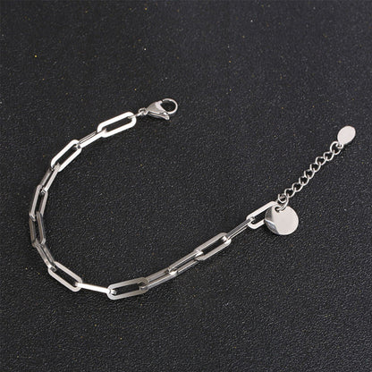 Geometric Square Buckle Thick Straps Titanium Steel Unisex Style Bracelets