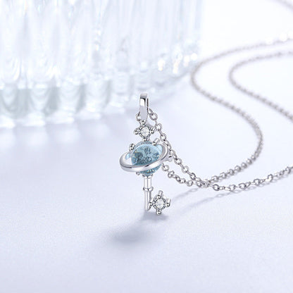 Clear Blue Glaze Fantasy Planet Clavicle Necklaces