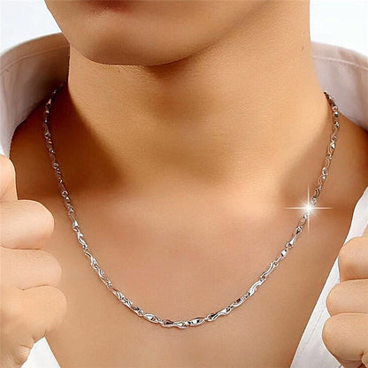 Women's & Men's & Ingot Chain Sier Couple And Domineering Necklaces