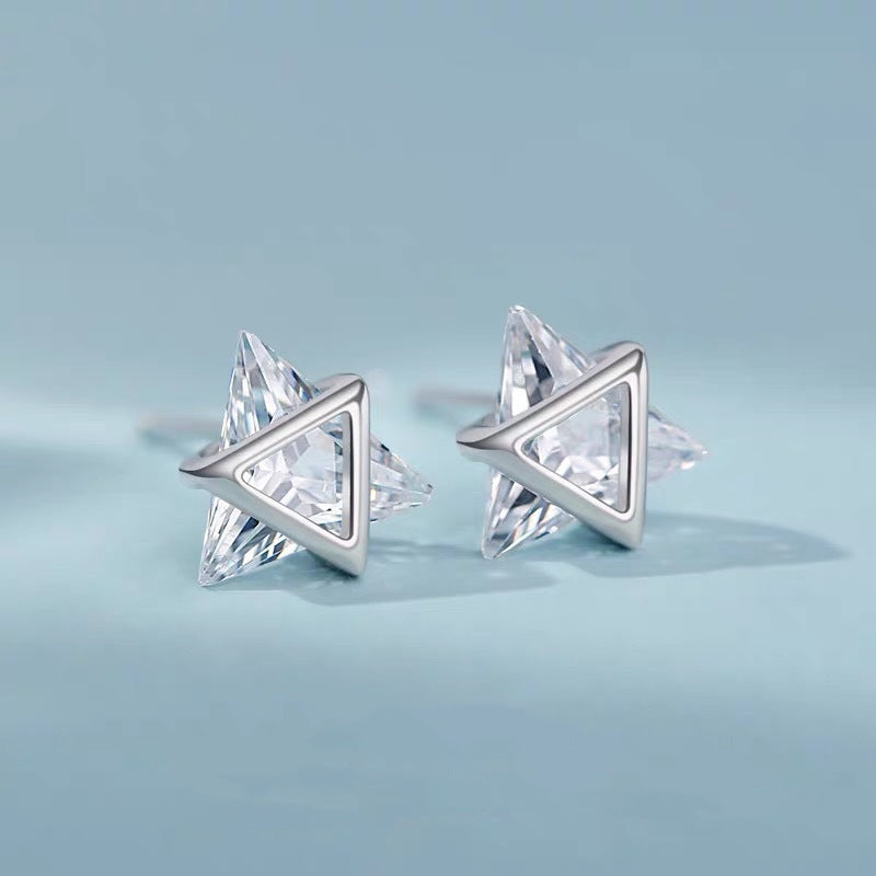 Triangle Ear Cold Wind White Gold Earrings