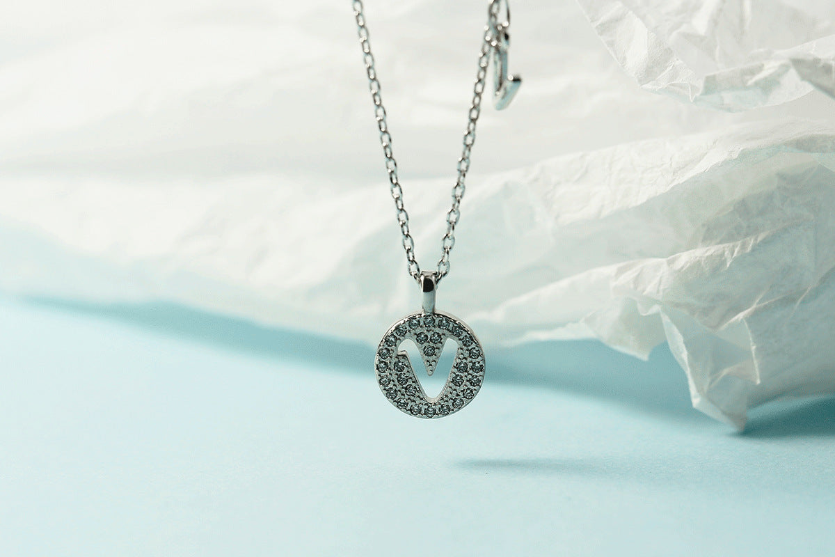 Women's Letter For Diamond Inlaid Clavicle Chain Trendy Necklaces
