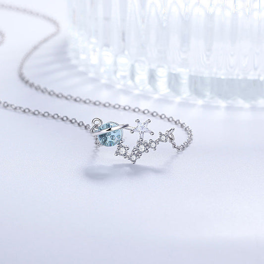 Clear Blue Glaze Fantasy Planet Clavicle Necklaces