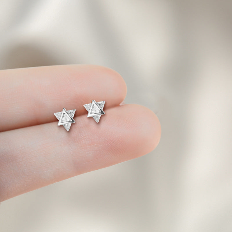 Triangle Ear Cold Wind White Gold Earrings