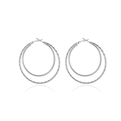 Temperament Double Layer Big Circle Exaggerated Geometry Earrings