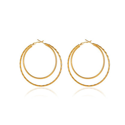Temperament Double Layer Big Circle Exaggerated Geometry Earrings