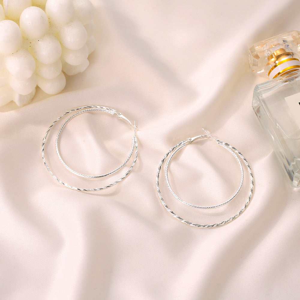 Temperament Double Layer Big Circle Exaggerated Geometry Earrings