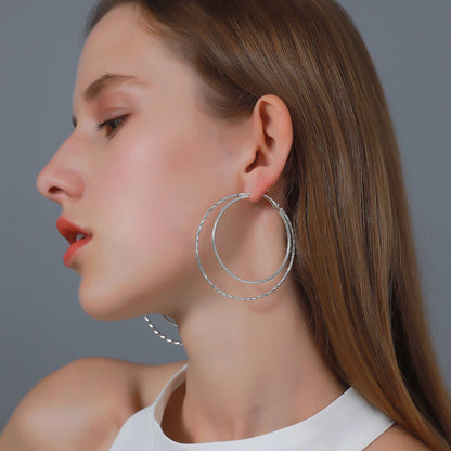 Temperament Double Layer Big Circle Exaggerated Geometry Earrings