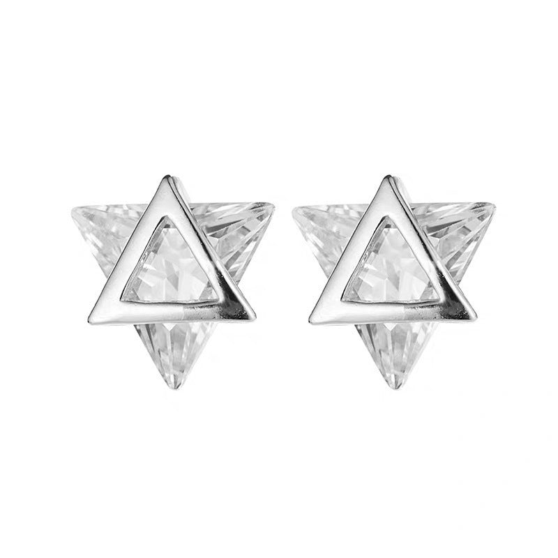 Triangle Ear Cold Wind White Gold Earrings