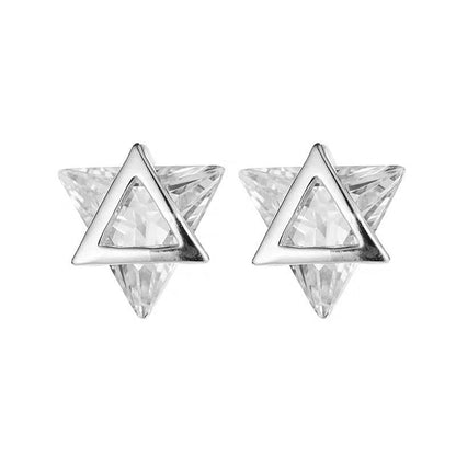 Triangle Ear Cold Wind White Gold Earrings