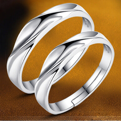 Water Wave Twisted Korean Couple Sier Rings