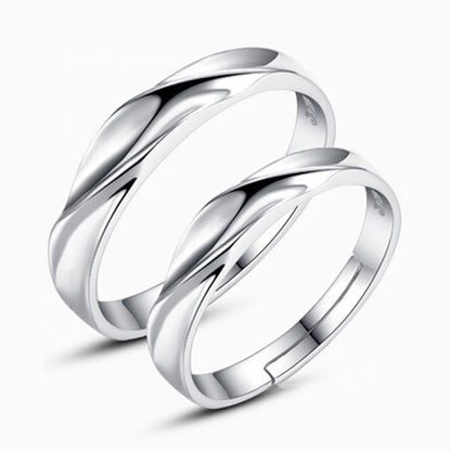 Water Wave Twisted Korean Couple Sier Rings