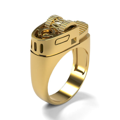 Creative Lighter Shape Punk Style Gold Rings