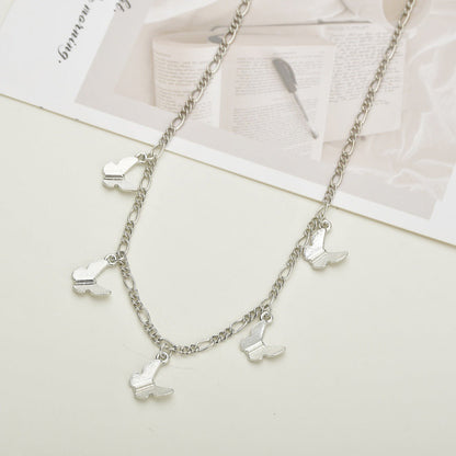 Women's Alloy Butterfly Pendant Retro Simple Clavicle Chain Necklaces