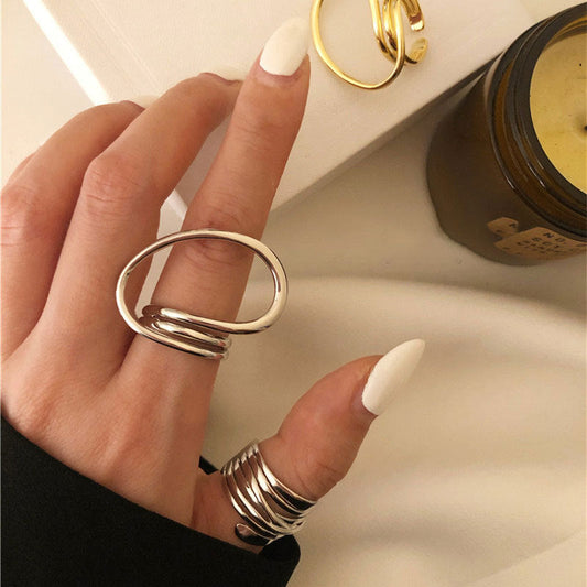 Women's Design Trendy Irregular Exaggerated Large Circle Twisted Rings